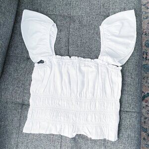 Abercrombie and Fitch White Smocked Top
